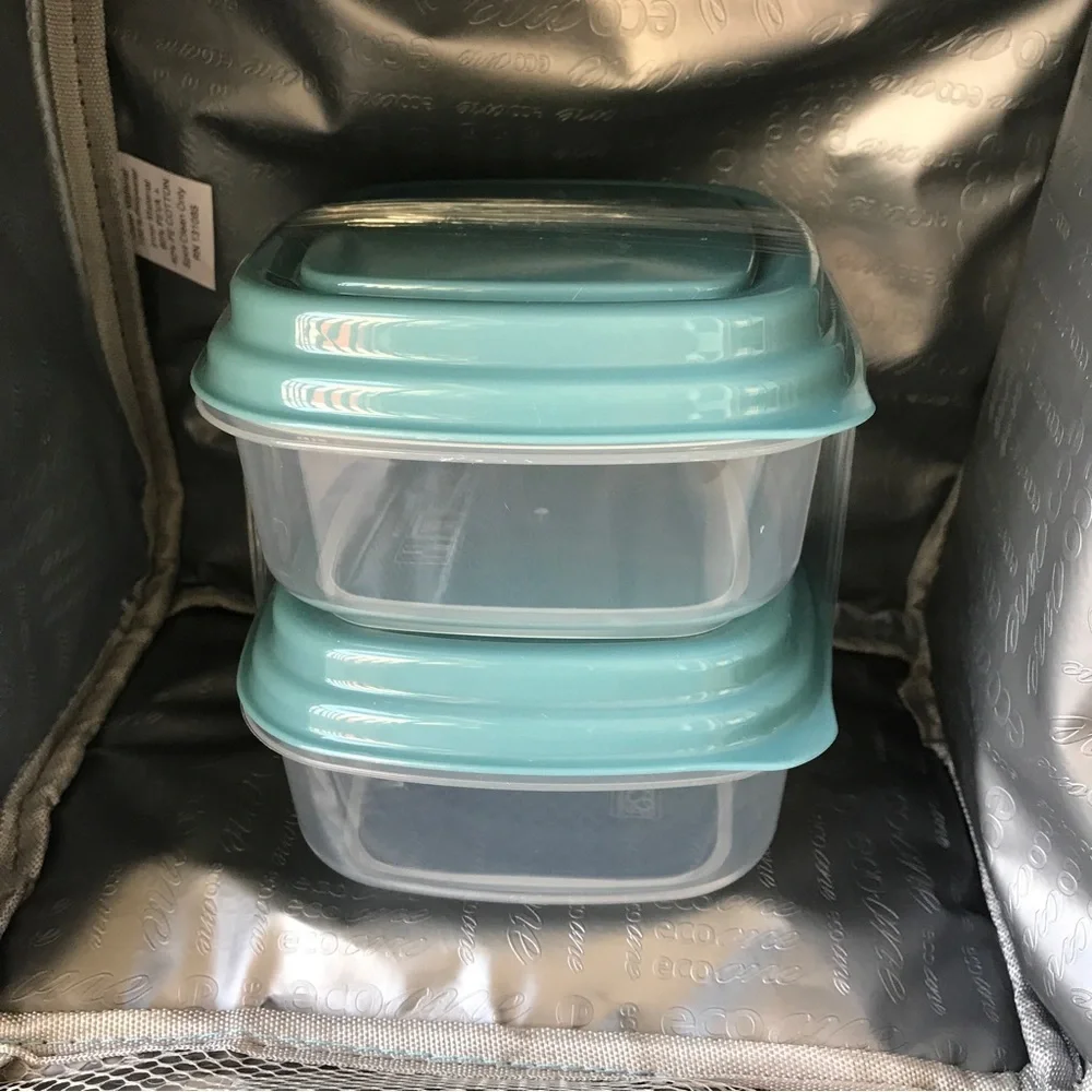 insulated lunch tote for‎ hot & cold food storage in turquoise 7 piece